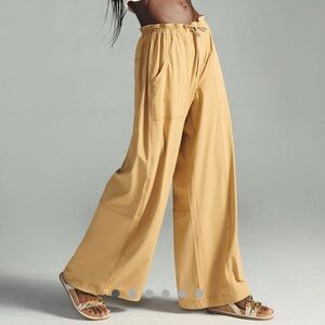 Khaki wide leg parachute pants